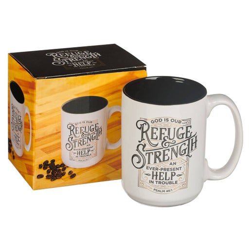 Mug Refuge and Strength White Large - Psalm 46:1