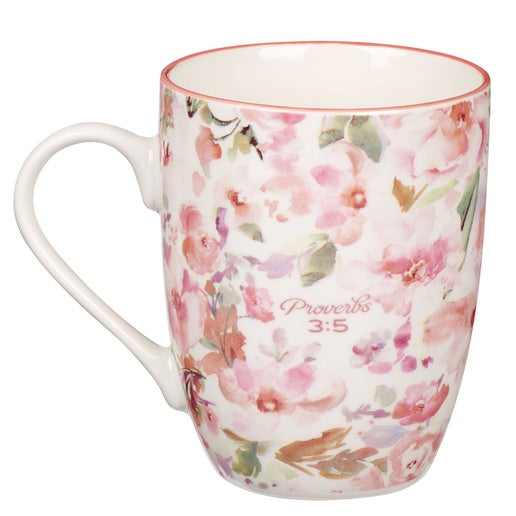 Mug Coral Floral Trust in the Lord Prov. 3:5-6