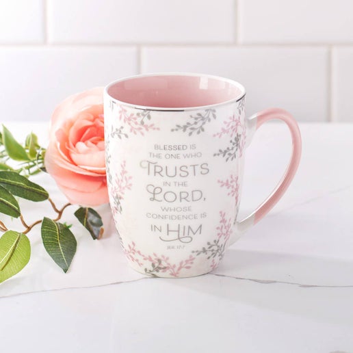 The One Who Trusts in the Lord Pink Ceramic Mug - Jeremiah 1
