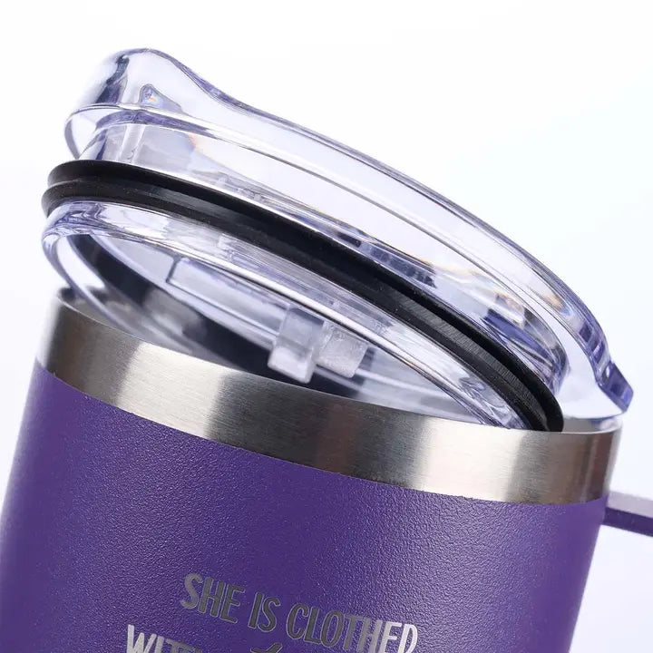 Mug Ss Camp Purple She Is Clothed with Strength Prov. 31:25
