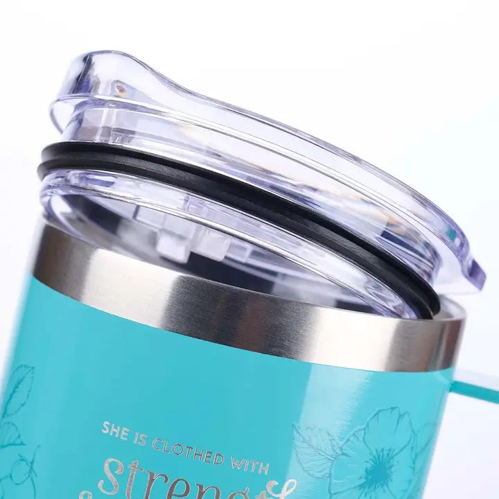 Mug Ss Camp Teal She Is Clothed with Strength Prov. 31:25
