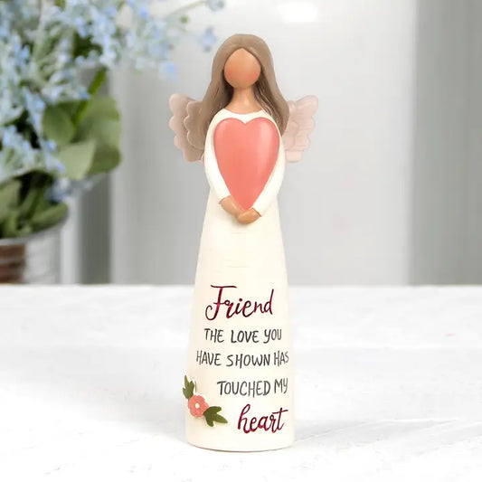 “Friend” Angel Holding Red Heart