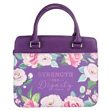 Bible Cover Strength Dignity, purple Prov 31.25
