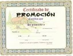 Certificado promocion Niñ̃os