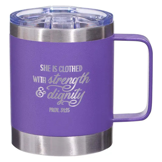 Mug Ss Camp Purple She Is Clothed with Strength Prov. 31:25