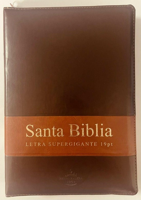 Biblia Letra Super Gigante 19 puntos 1960 Marron Cierre E Index