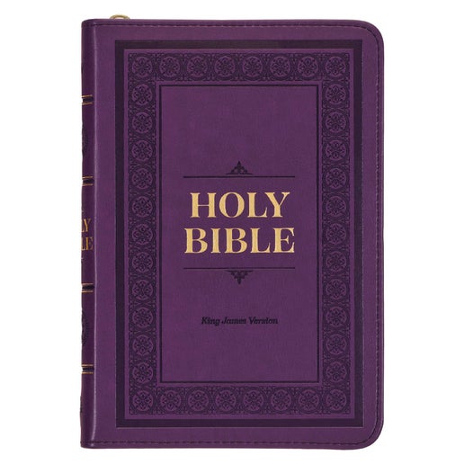 Iris Purple Faux Leather Compact KJV Bible w/Zipper closure