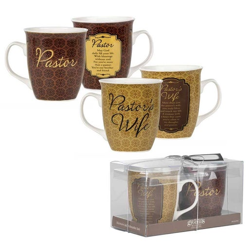 Mug Set of 2 Pastor And Pastor's Wife Stoneware 16 oz