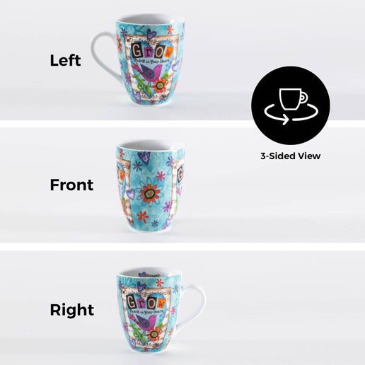 Grow Peace Bird Ceramic Curvy Mug