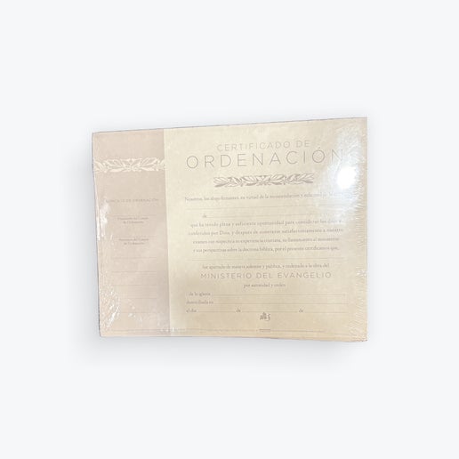 certificado de ordenación Ministerio de evangelio (paquete de 6)