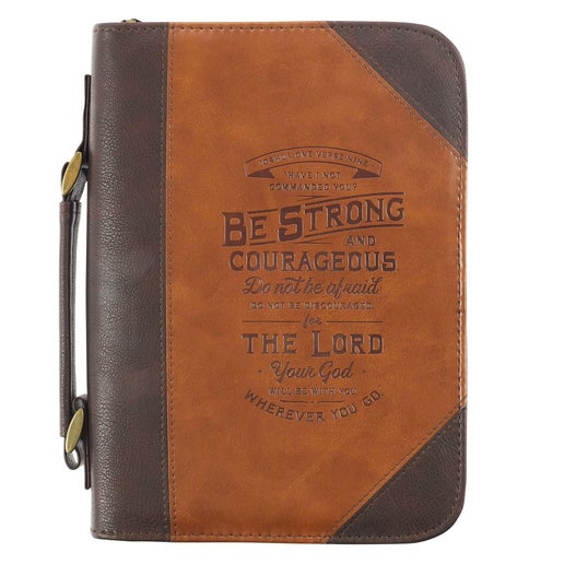 XL Bible Cover Brown  Be Strong