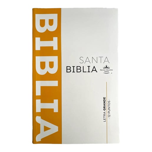Biblia Reina Valera 1960 Tamañ̃o manual letra grande 12 Puntos. Versículos seguidos. Tapa flex amarillo/Blanco
