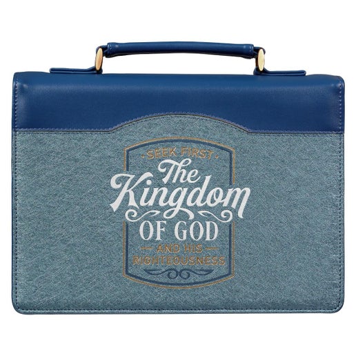 First The Kingdom of God-Matthew 6-33 Fashion Blue Bible Cover medium