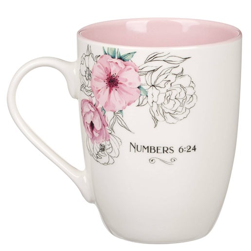 Mug Pink Flower Lord Bless & Keep You Num. 6:24