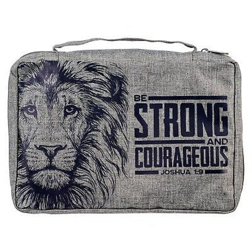Value Poly-Canvas Bible Cover for Men & Women: Strong & Courageous Bold Lion