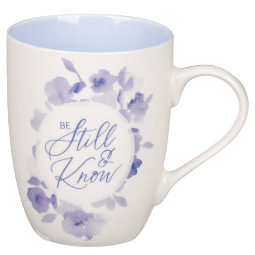 Mug 1051 Blue Floral Be Still Ps. 46:10