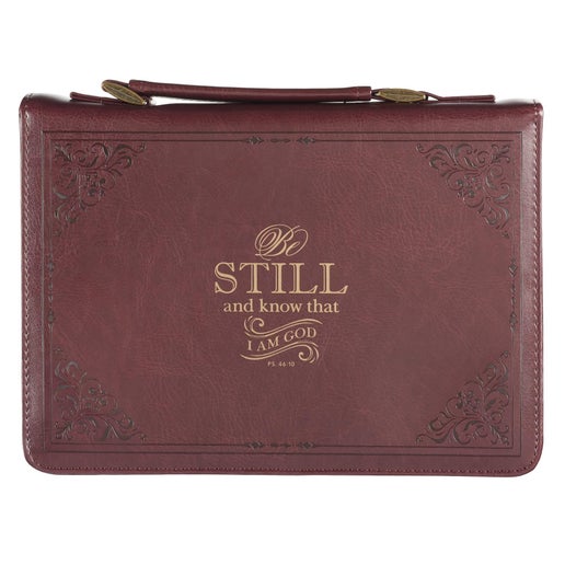 Ps 46.10 still  Burgundy large Bible Cover