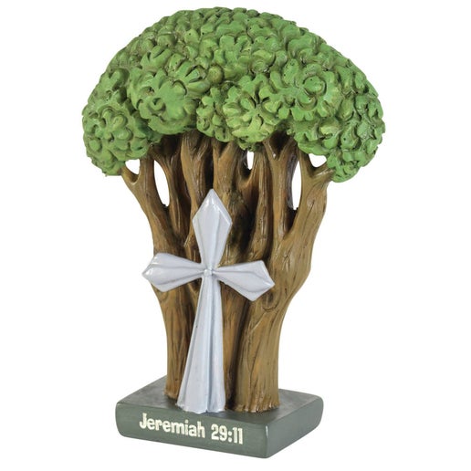 🍗TREE CROSS JEREMIAH 29:11 FIGURINE 4.25"