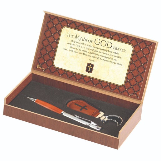 Pen Key Man Of God With Cross Metal Vinyl Paper