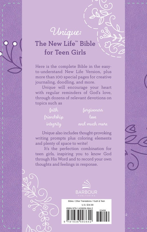 Unique : The New Life Bible for Teen Girls