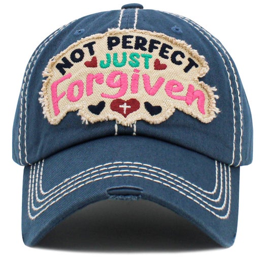 Not Perfect Just Forgiven Washed Vintage Ballcap: BLU