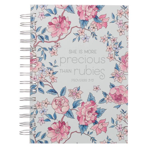 Journal More Precious Than Rubies Pink Floral Wirebound