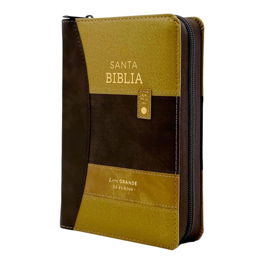 Biblia con Cierre Compacta letra 11 puntos RV1960 imit Tricolor Cafe con Indice