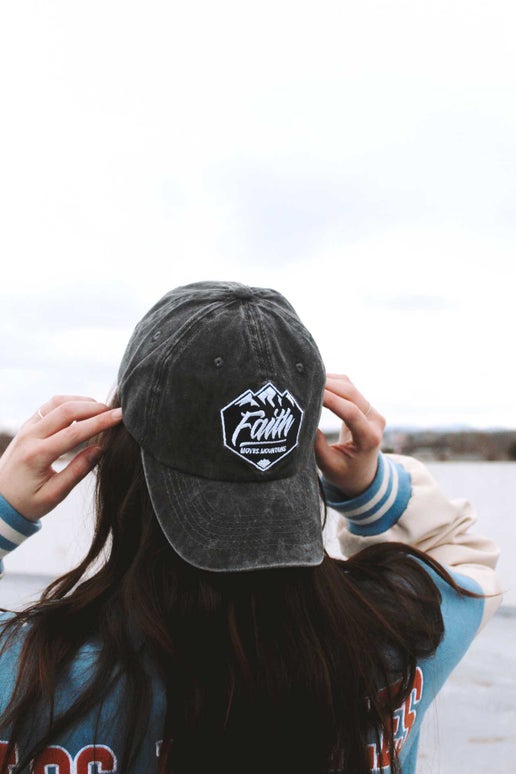 Cap -  Gray - "Faith Moves Mountains"