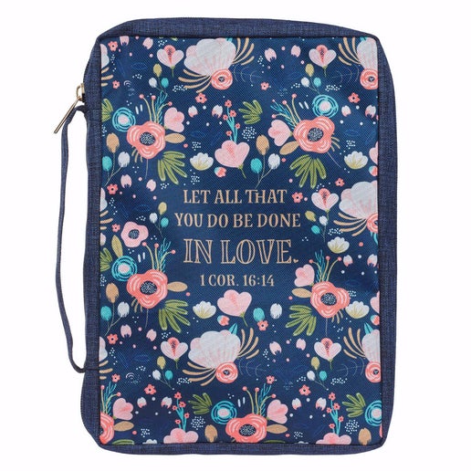 Bible Cover (Large) Done in Love Navy Floral Value