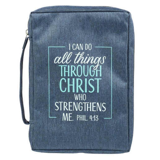 Bible Cover (Large) Philippians 4:13, Blue