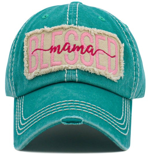 Blessed Mama Washed Vintage Ballcap: TUQ