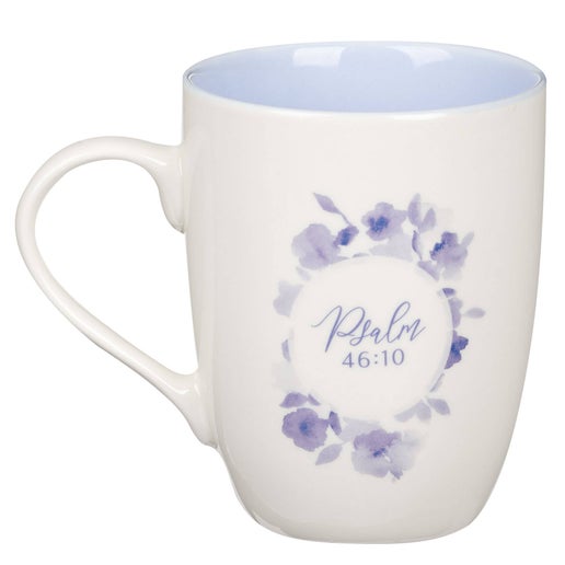 Mug 1051 Blue Floral Be Still Ps. 46:10