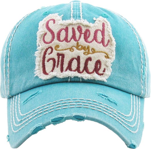 SAVED BY GRACE Washed Vintage Ballcap: TUQ