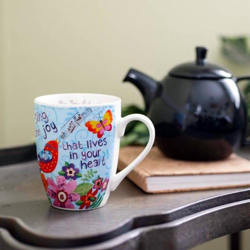 Sing Joy Bird, Psalm 66: 2 Ceramic Curvy Mug