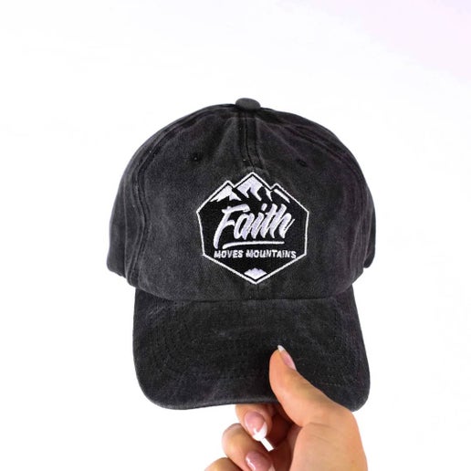 Cap -  Gray - "Faith Moves Mountains"