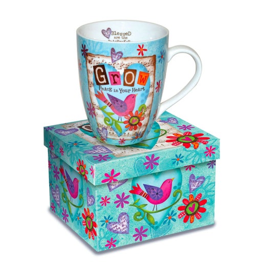 Grow Peace Bird Ceramic Curvy Mug