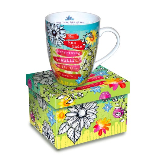 Floral B&W Ecclesiastes 3: 11 Ceramic Curvy Mug
