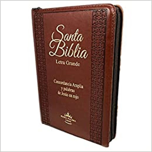 Biblia Letra Grande Tamaño Manual con Cierre Imitacion Piel Marron con Concordancia e Index Reina Valera 1960 Imitation